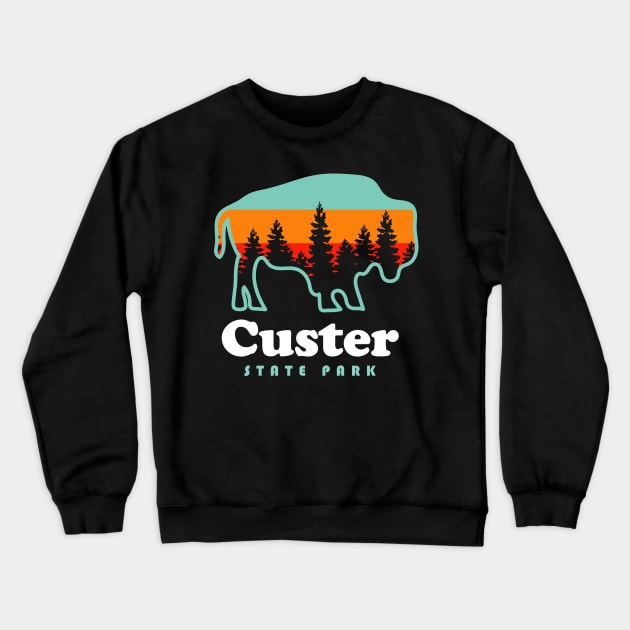 Custer State Park Bison South Dakota Camping Crewneck Sweatshirt by PodDesignShop